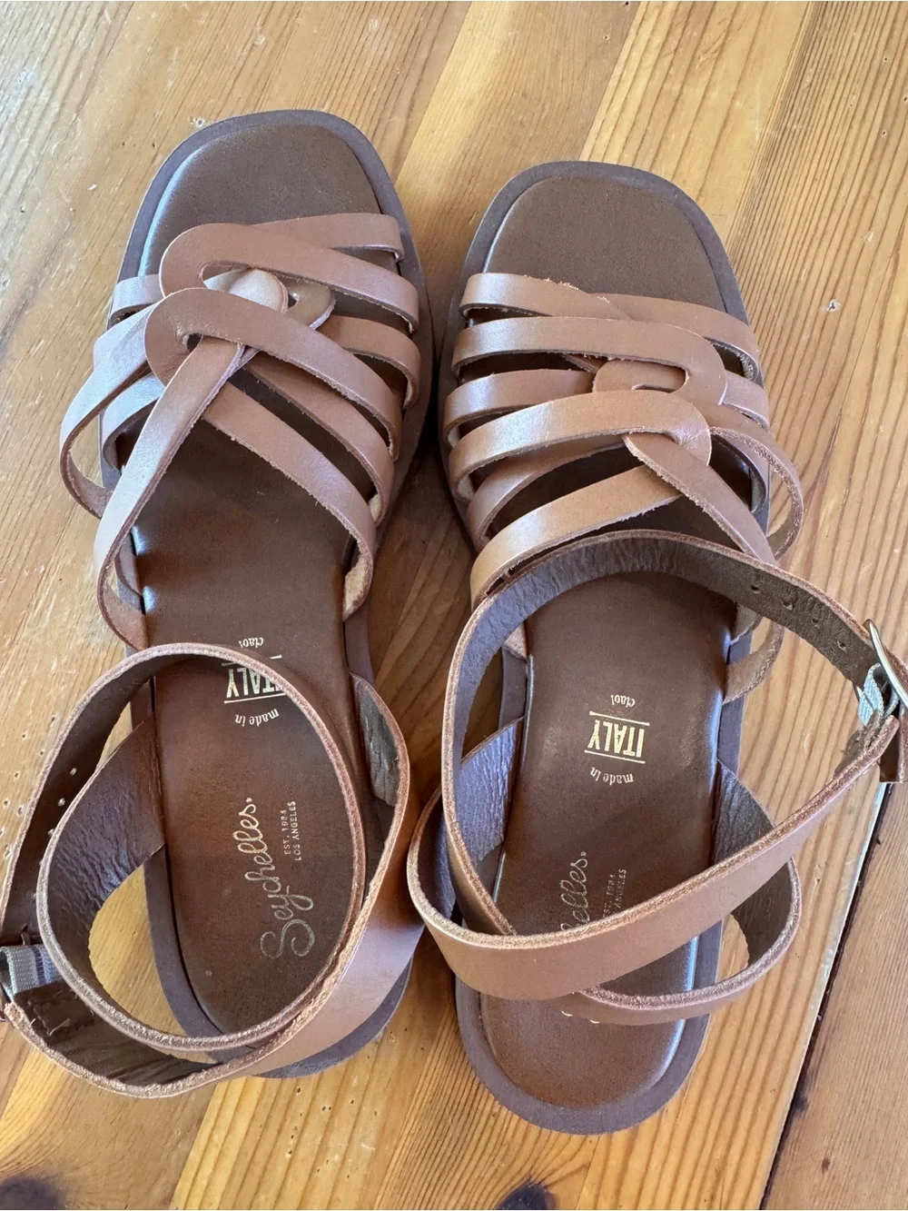 Seychelles Tan Multi-Strap Leather Sandals